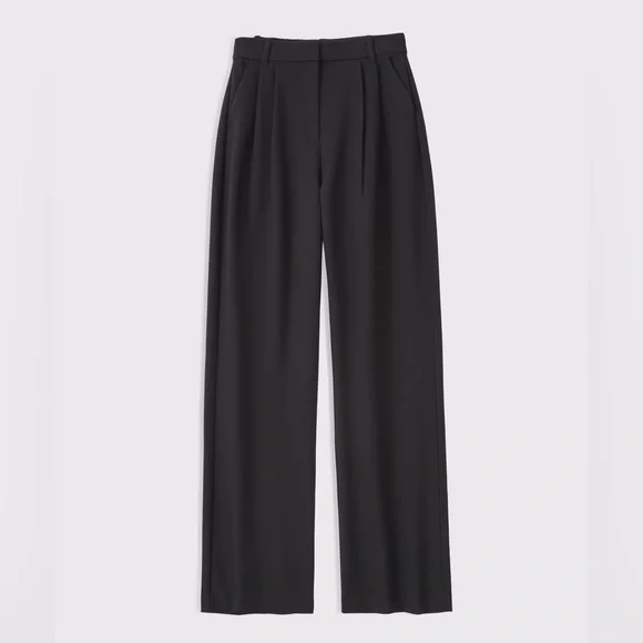 Abercrombie Pleated Black Trousers Pants - Picture 1 of 6